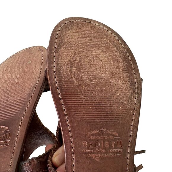 Bed|Stü Women' s Nina Leather Brown Gladiator Flat Sandals Size 6.5 - Picture 13 of 15